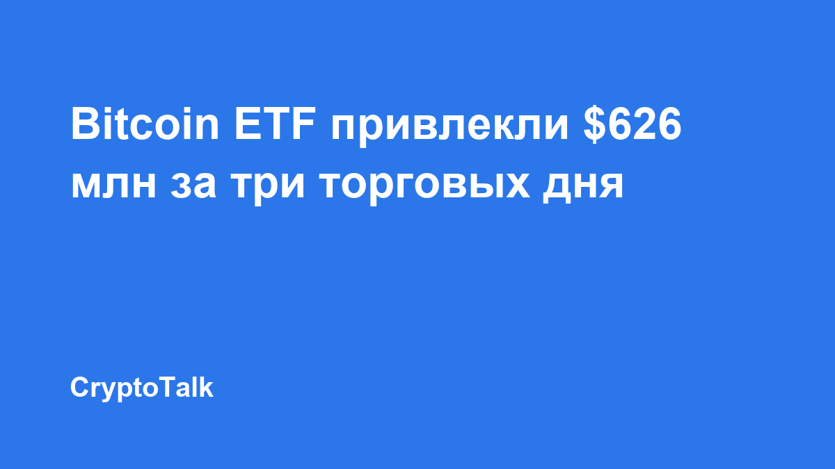 Bitcoin ETF привлекли $626 млн за три торговых дня