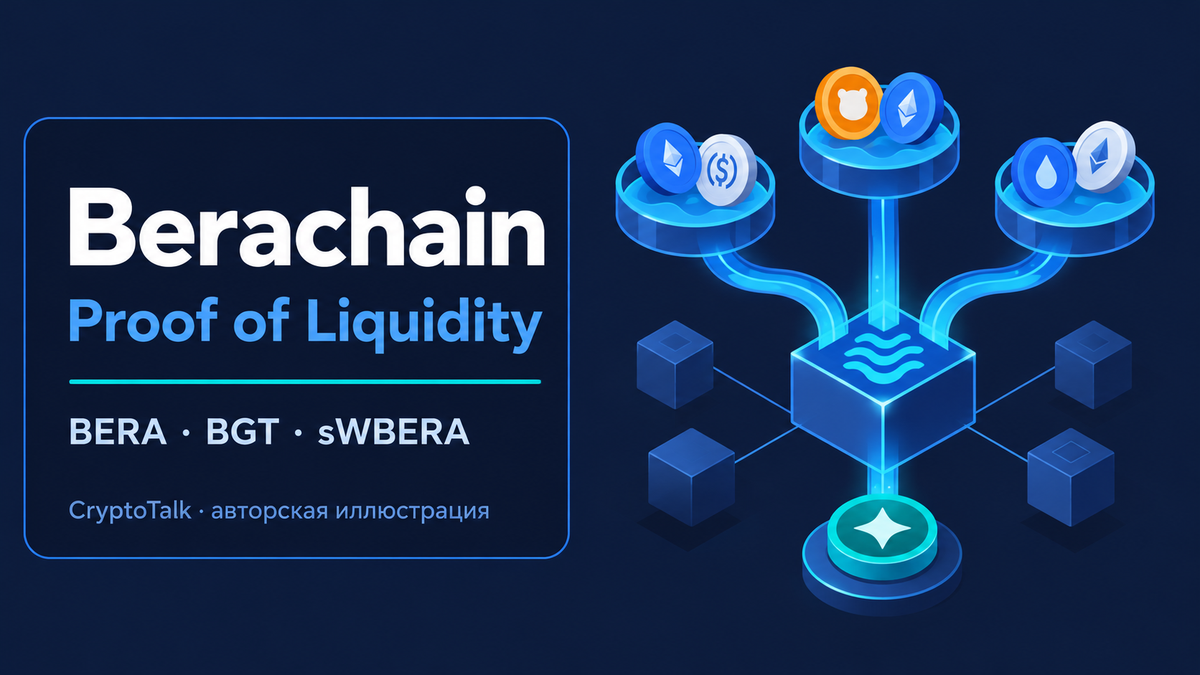 Обложка обзора Berachain о Proof of Liquidity, BERA, BGT и sWBERA; авторская иллюстрация CryptoTalk
