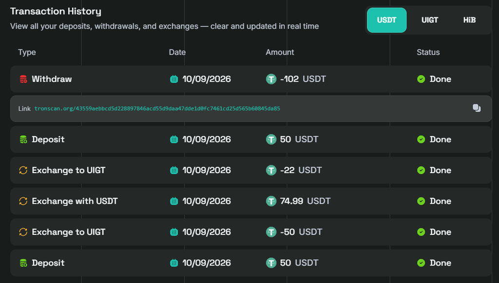 Завершённая заявка UIGame на вывод 102 USDT и ссылка на Tronscan