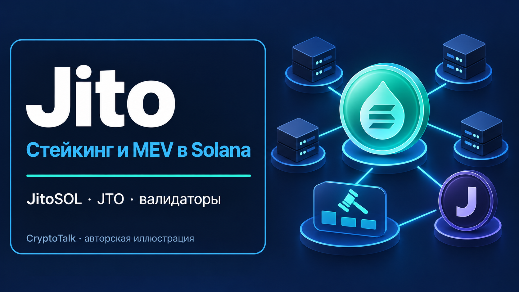 Обложка обзора Jito о JitoSOL, MEV и управлении JTO в Solana.
