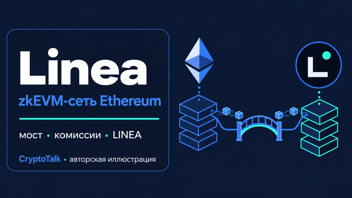 Обложка обзора Linea о zkEVM Ethereum, мосте, комиссиях и токене LINEA; авторская иллюстрация CryptoTalk