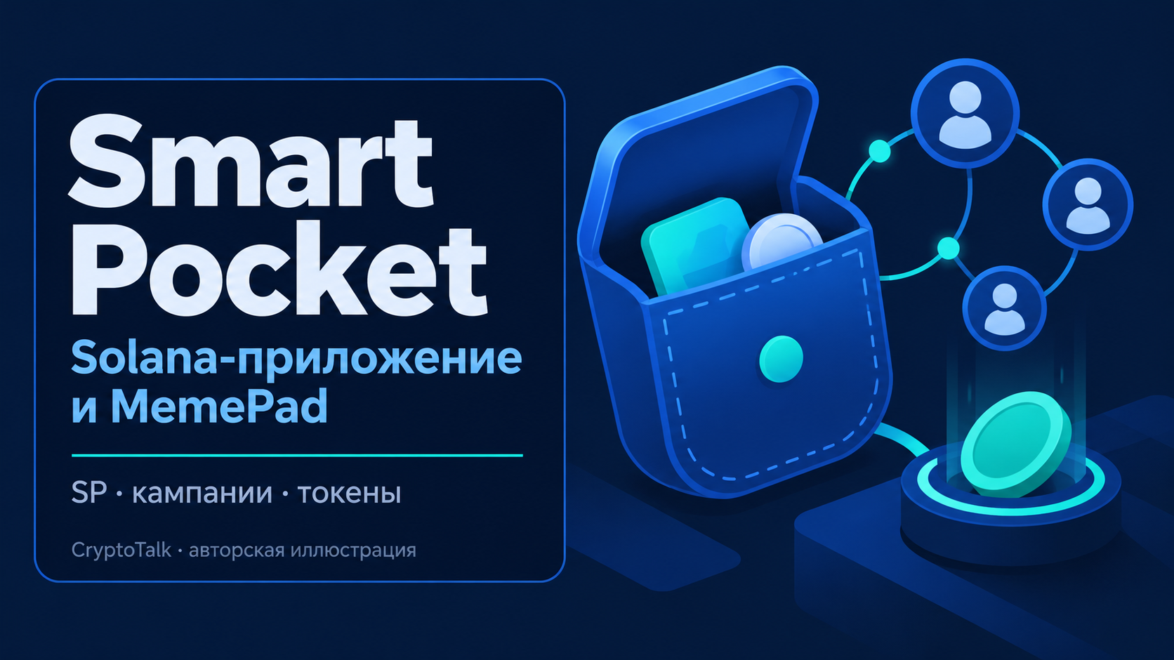 Обложка обзора Smart Pocket о Solana-приложении, MemePad и токене SP.